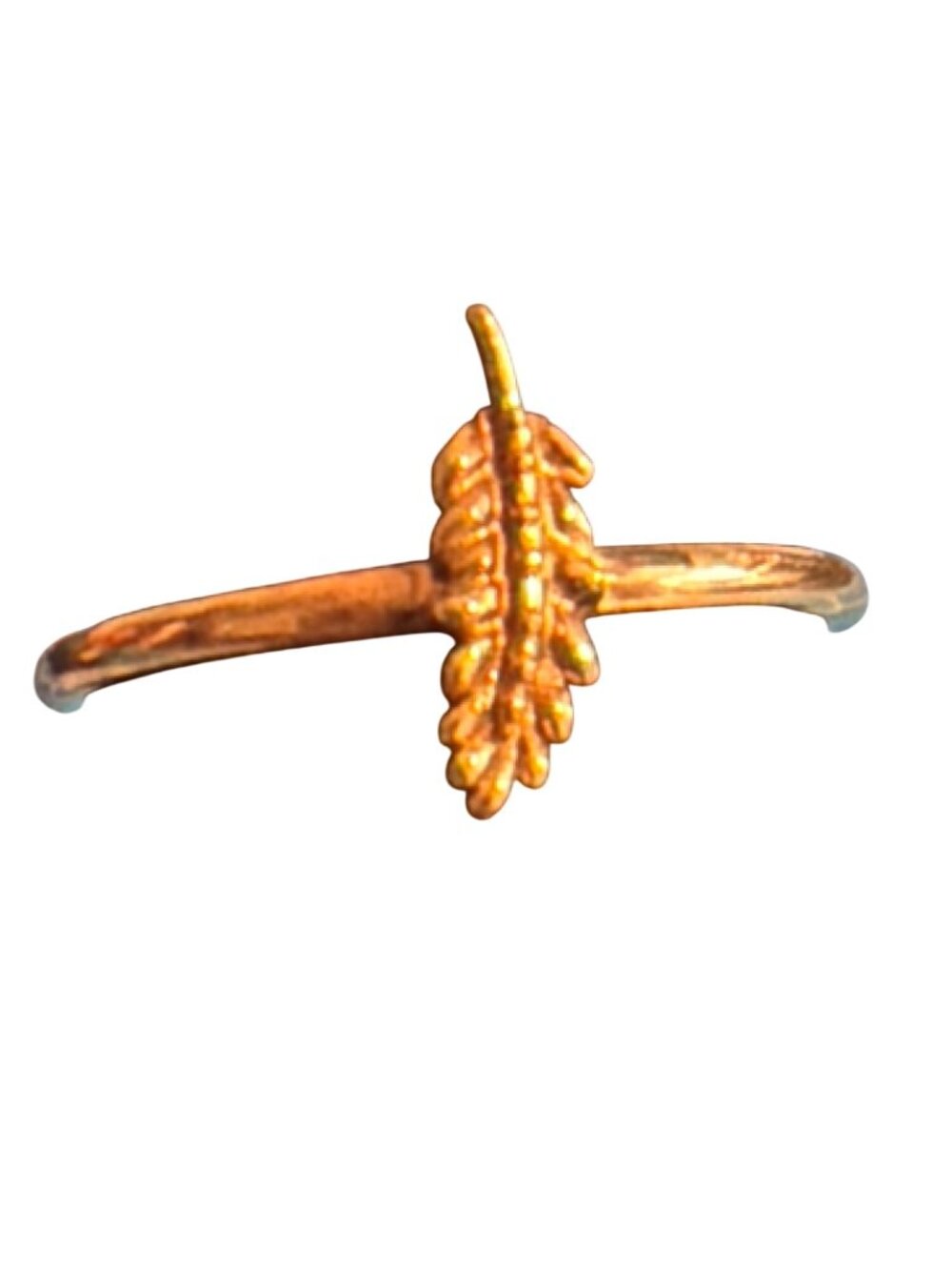 Gold Plated Sterling Silver Feather Ring Minimalist Dainty 925 Stamped Sz 5.75